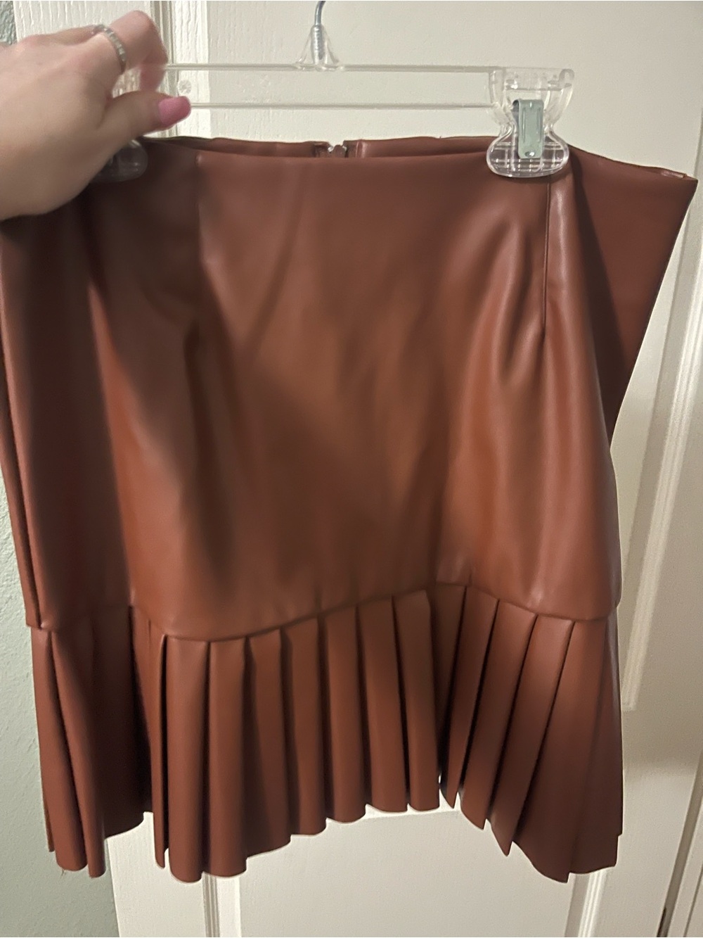 Have Faux Leather Pleated Mini Skirt in Chestnut new